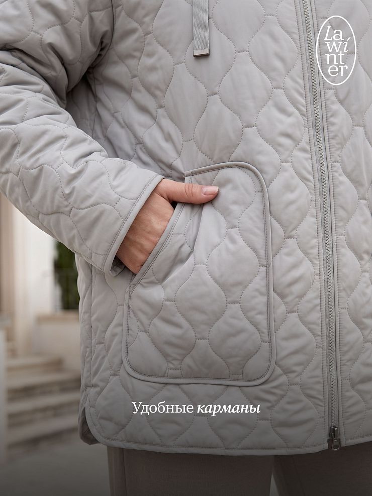 Куртка женская демисезонная LAWINTER, серая мята, модель 83594