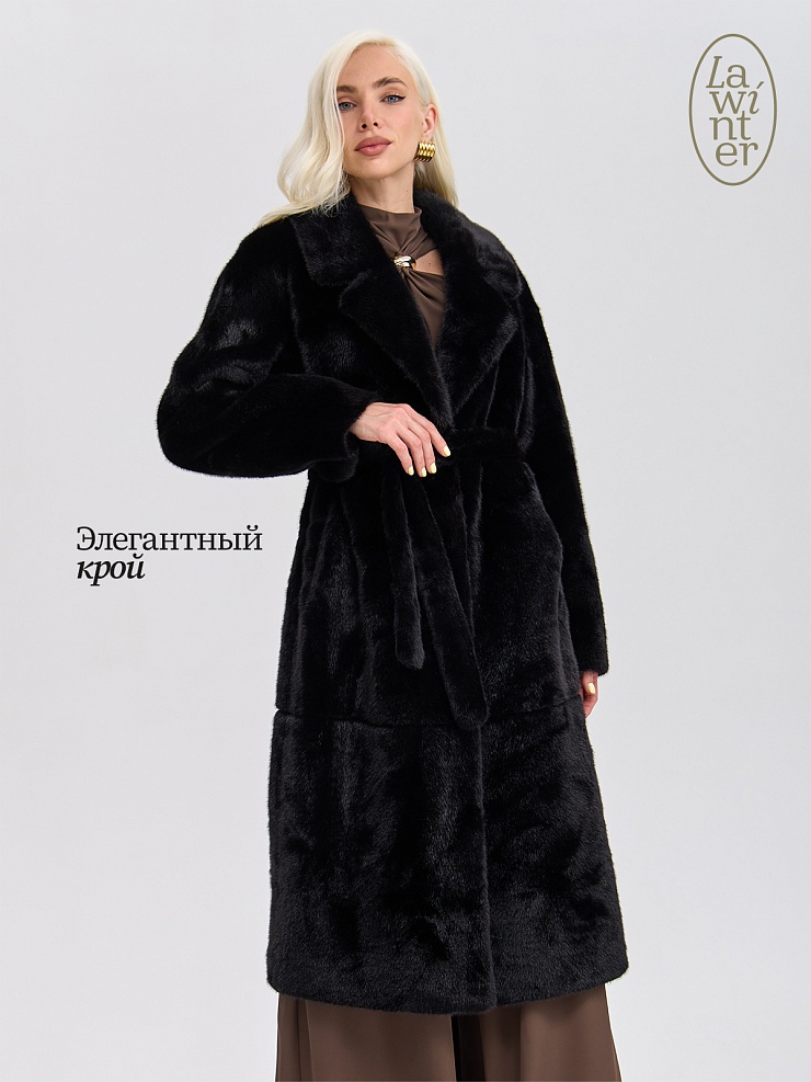 Шуба женская зимняя LAWINTER, черная, модель 53933
