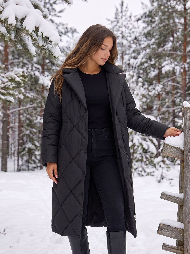 Пуховик женский зимний LAWINTER, черный, модель 85385