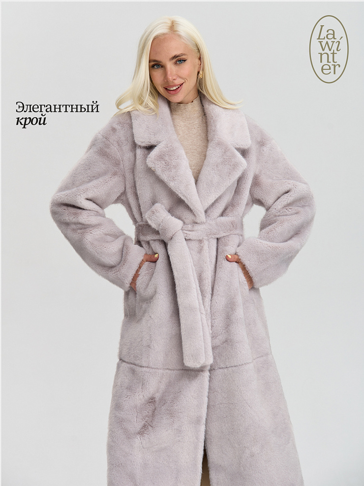 Шуба женская зимняя LAWINTER, лиловая, модель 53933