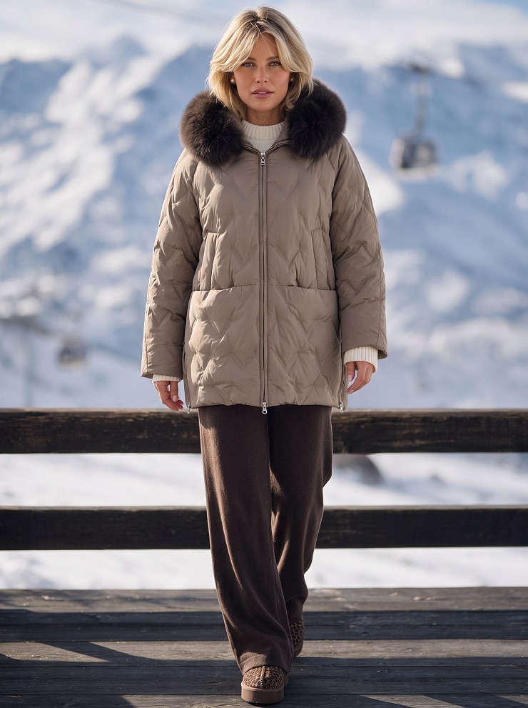 Пуховик женский зимний LAWINTER, олива, модель 86326