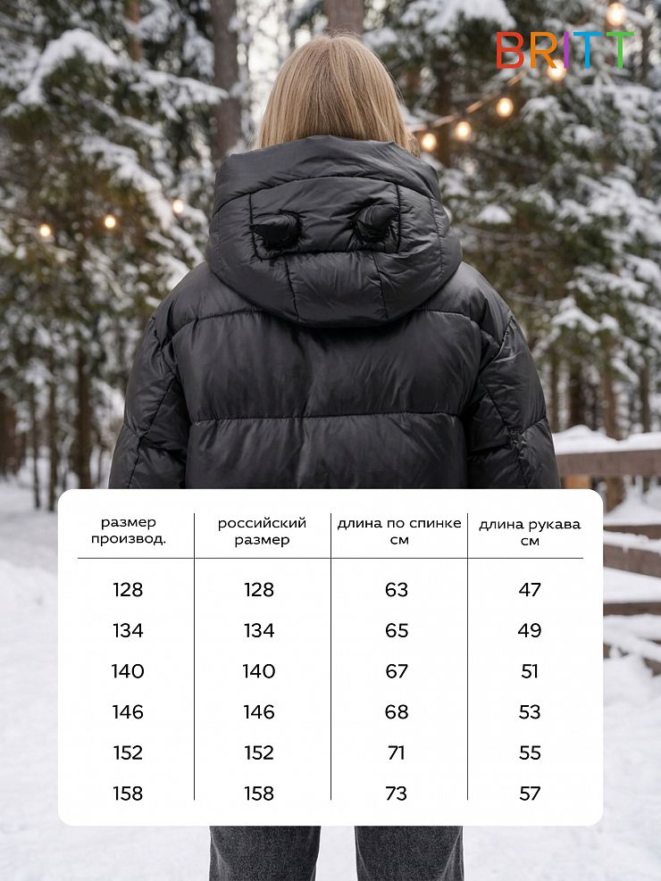 Куртка для девочки зимняя BRITT, черная, модель 66858