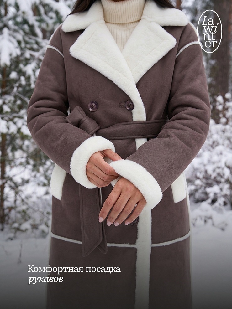 Дубленка женская зимняя LAWINTER, серая, модель 34419