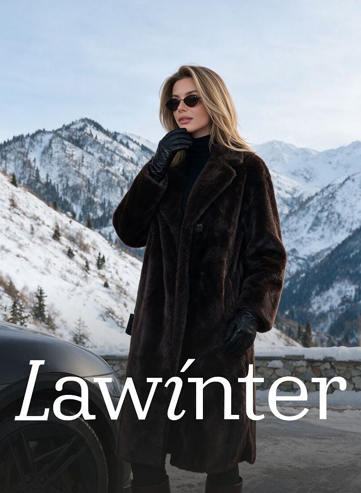 Шуба женская зимняя LAWINTER, коричневая, модель 55788