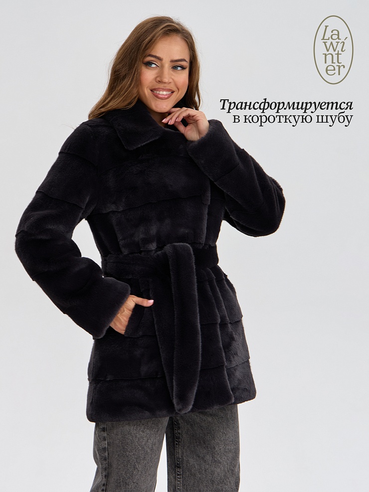 Шуба женская зимняя LAWINTER, графит, модель 5312