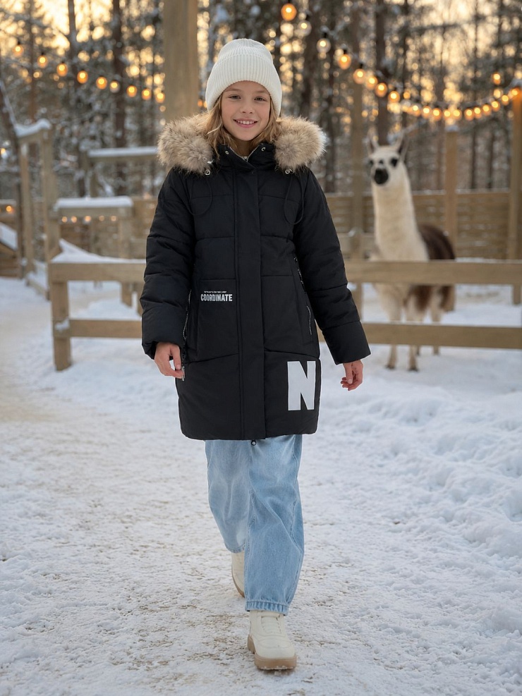 Куртка для девочки зимняя BRITT, черная, модель 63832