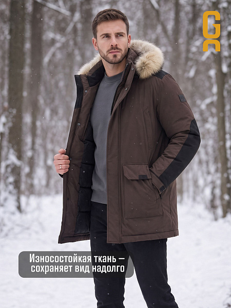 Парка мужская зимняя GRIZMAN, коричневая, модель 76894