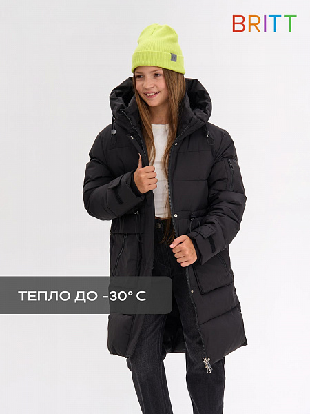 Куртка для девочки зимняя BRITT, черная, модель 65640