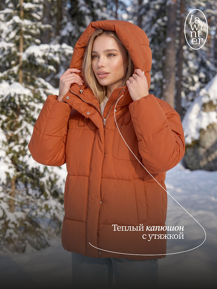 Куртка женская зимняя LAWINTER, оранжевая, модель 84687
