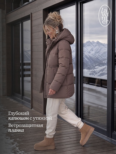 Куртка женская зимняя LAWINTER, коричневая, модель 85780