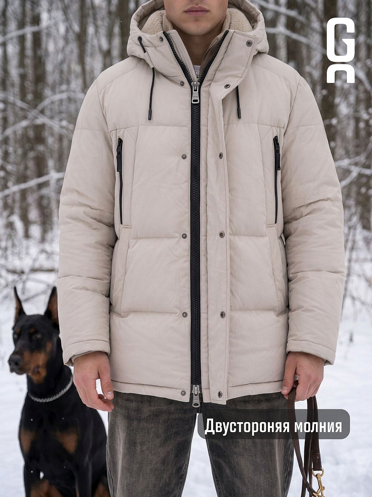 Пуховик мужской зимний GRIZMAN, бежевый, модель 75192