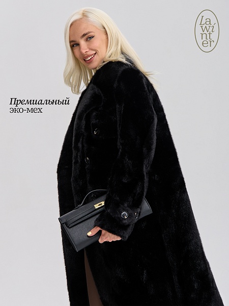Шуба женская зимняя LAWINTER, черная, модель 54478