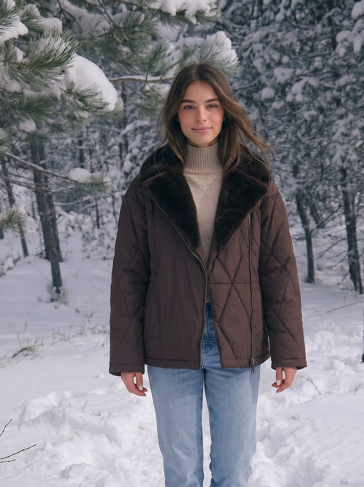 Куртка женская зимняя LAWINTER, коричневая, модель 86759