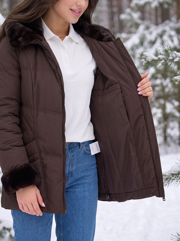 Куртка женская зимняя LAWINTER, коричневая, модель 86170