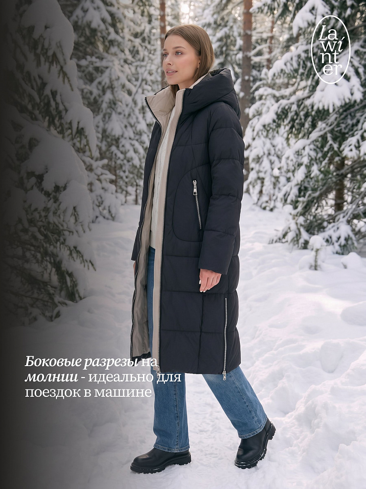 Пуховик женский зимний LAWINTER, черный, модель 85166