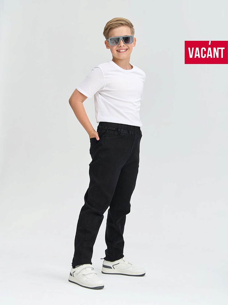 Джинсы для мальчика осенние VACANT, черные, модель 104151