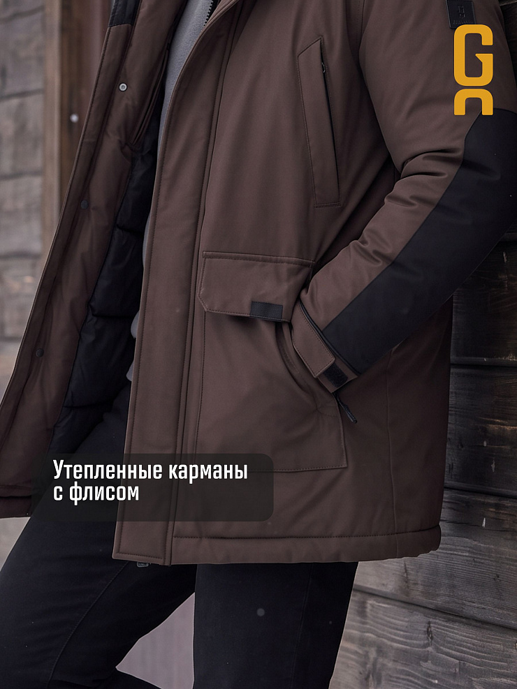 Парка мужская зимняя GRIZMAN, коричневая, модель 76894