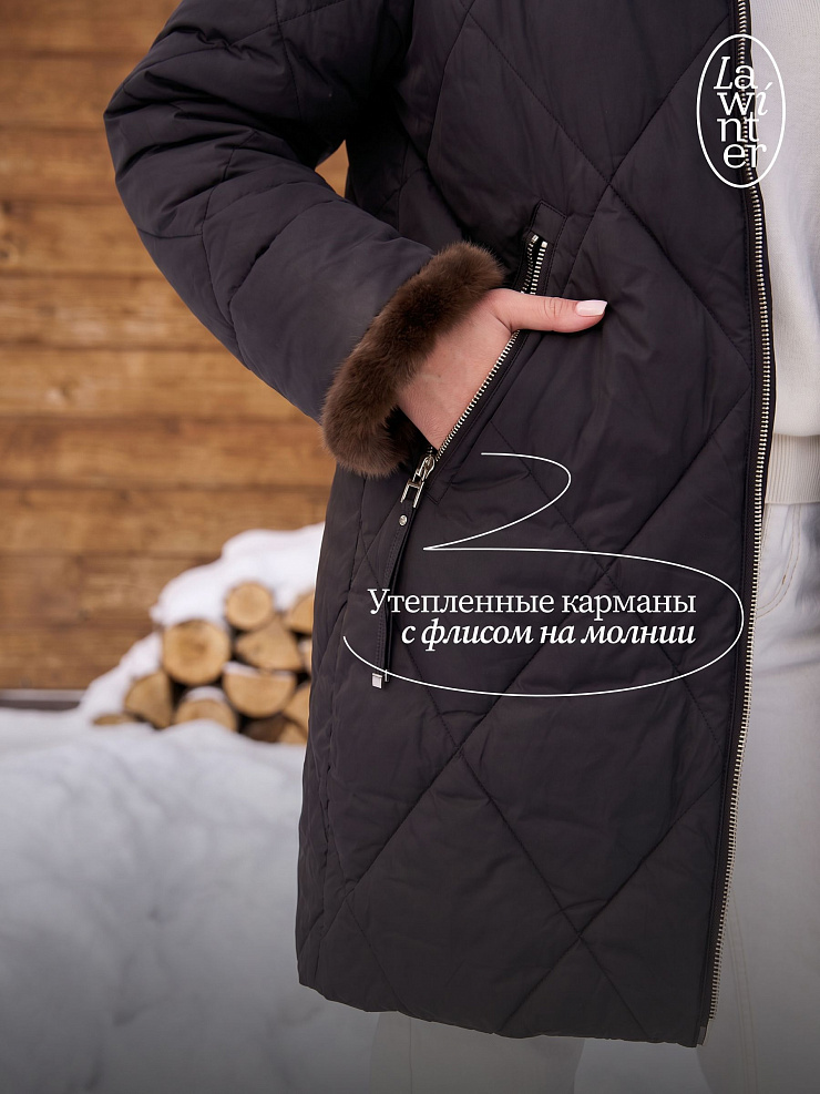 Пуховик женский зимний LAWINTER, черный, модель 84692