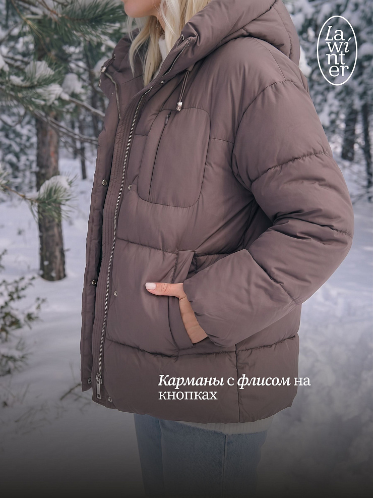 Куртка женская зимняя LAWINTER, коричневая, модель 84687