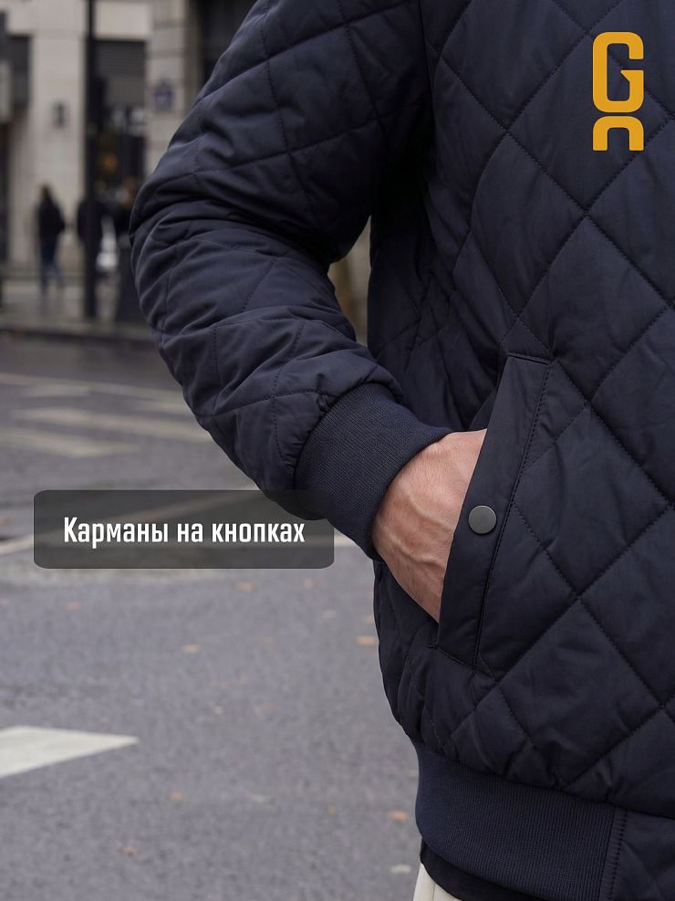 Бомбер мужской демисезонный GRIZMAN, темно-синий, модель 72509