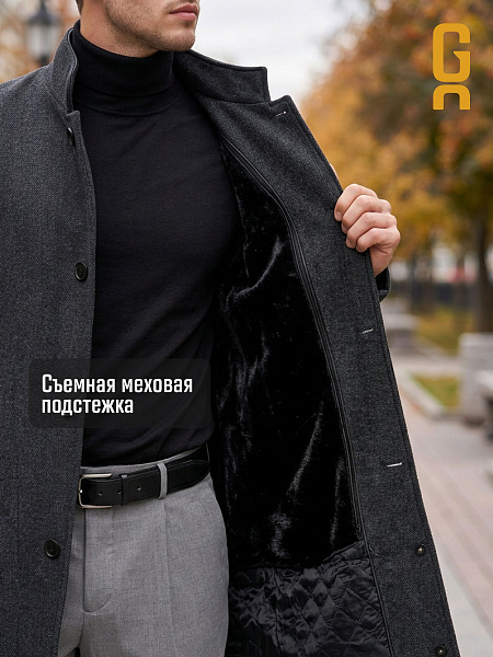 Пальто мужское демисезонное GRIZMAN, черно-серое, модель 75417