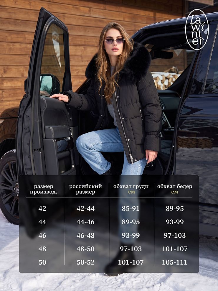 Куртка женская зимняя LAWINTER, черная, модель 8677