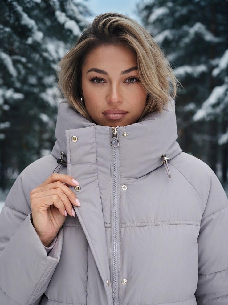 Куртка женская зимняя LAWINTER, серо-голубая, модель 85221