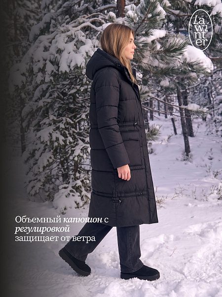 Пуховик женский зимний LAWINTER, черный, модель 86865