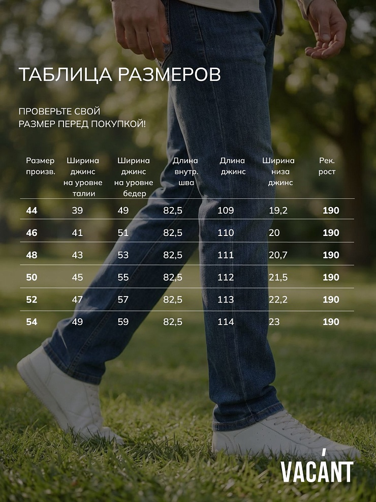 Джинсы мужские демисезонные VACANT, темно-синие, модель 10472