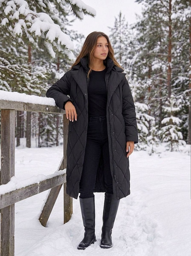 Пуховик женский зимний LAWINTER, черный, модель 85385