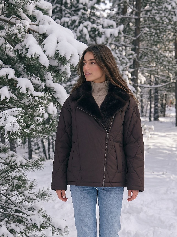 Куртка женская зимняя LAWINTER, коричневая, модель 86759