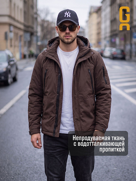 Куртка мужская демисезонная GRIZMAN, коричневая, модель 74786
