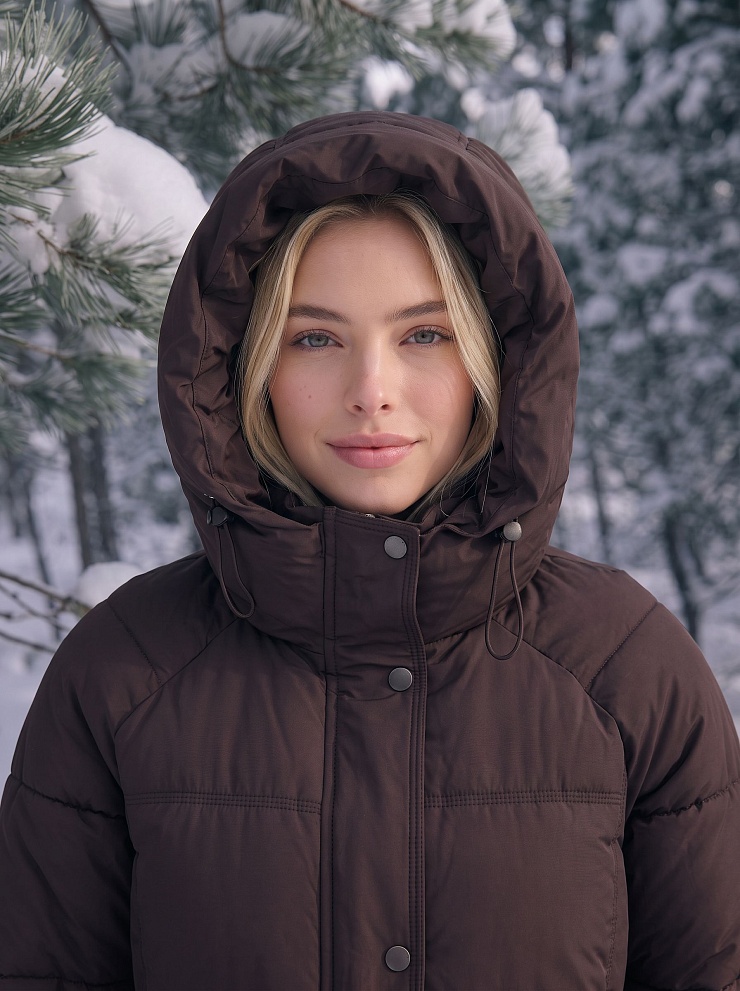 Куртка женская зимняя LAWINTER, коричневая, модель 85316