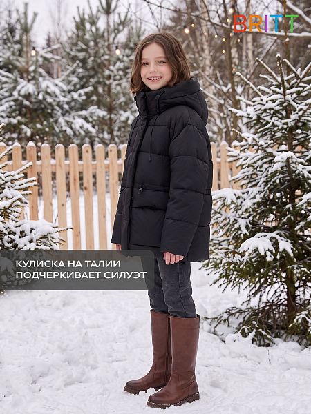 Куртка для девочки зимняя BRITT, черная, модель 66782
