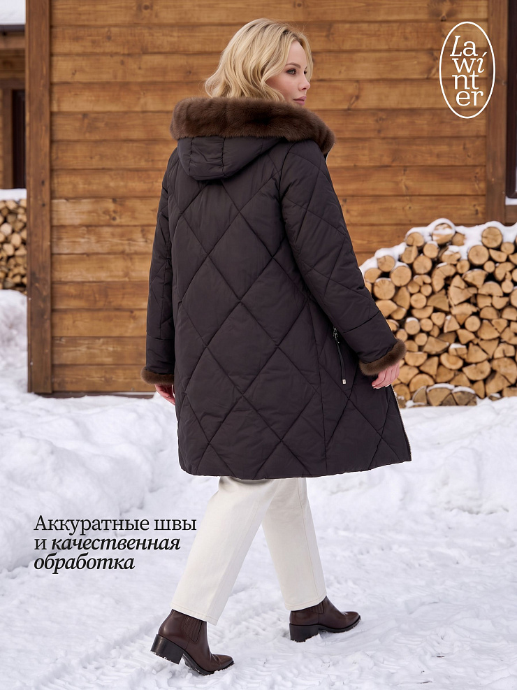 Пуховик женский зимний LAWINTER, черный, модель 84692