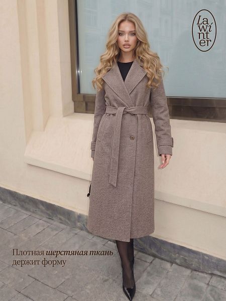 Пальто женское осеннее LAWINTER, капучино, модель 8573