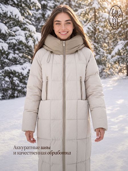 Пуховик женский зимний LAWINTER, светлая олива, модель 86998