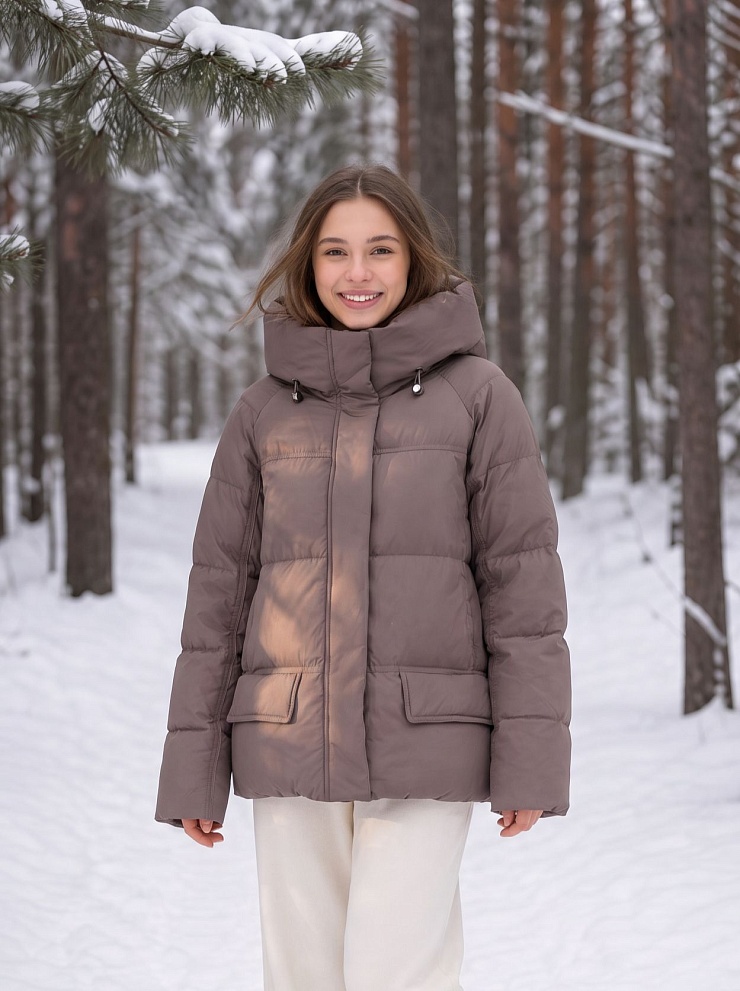 Куртка женская зимняя LAWINTER, коричневая, модель 85221