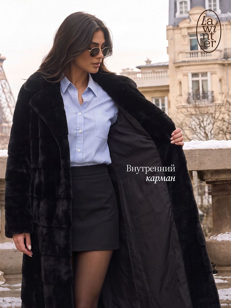 Шуба женская зимняя LAWINTER, черная, модель 53591