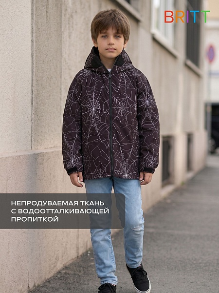 Куртка для мальчика демисезонная BRITT, черно-серая, модель 65739