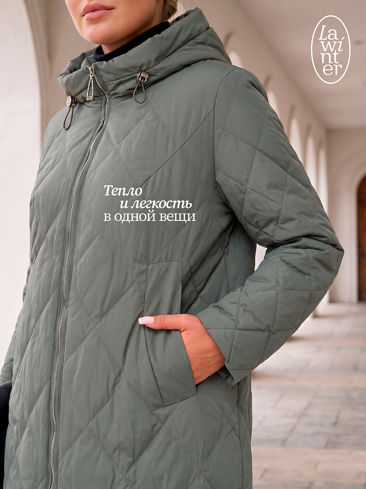 Куртка женская демисезонная LAWINTER, серый хаки, модель 82145
