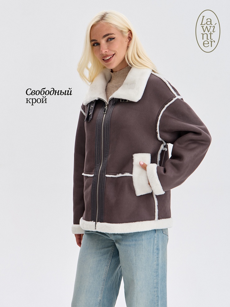Дубленка женская зимняя LAWINTER, графит, модель 34571