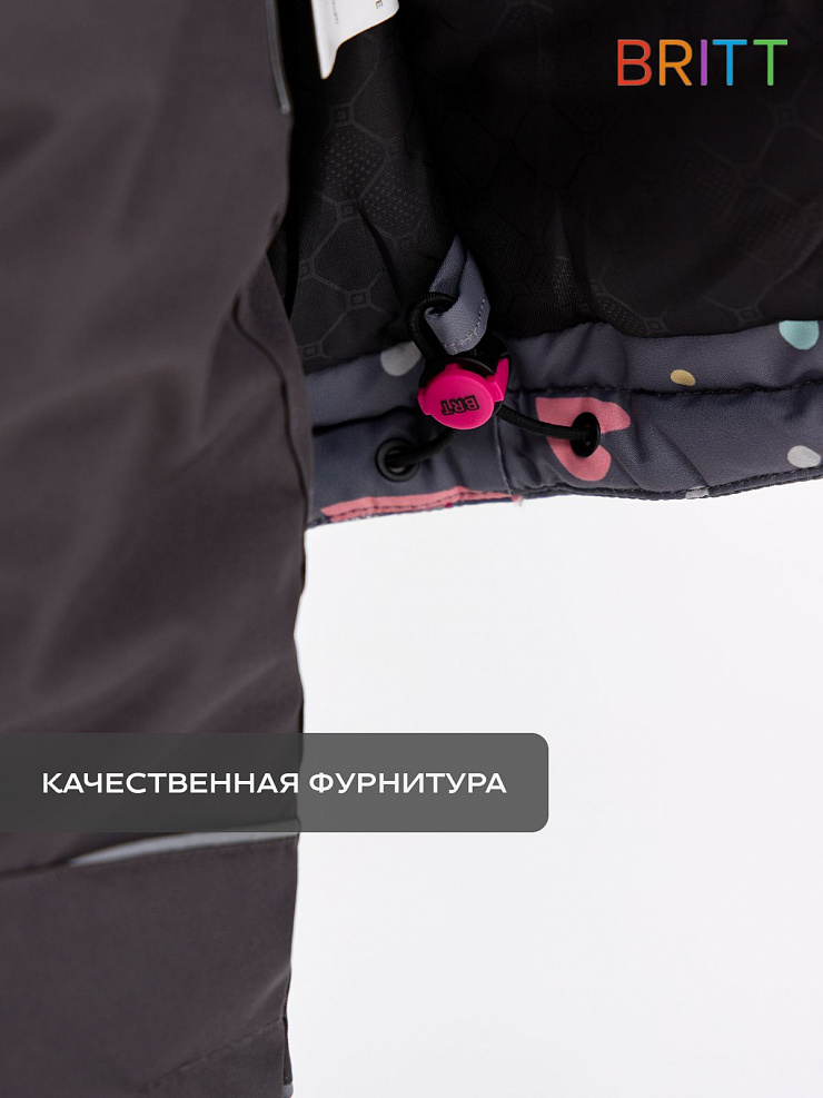 Куртка для девочки зимняя BRITT, серая, модель 65555