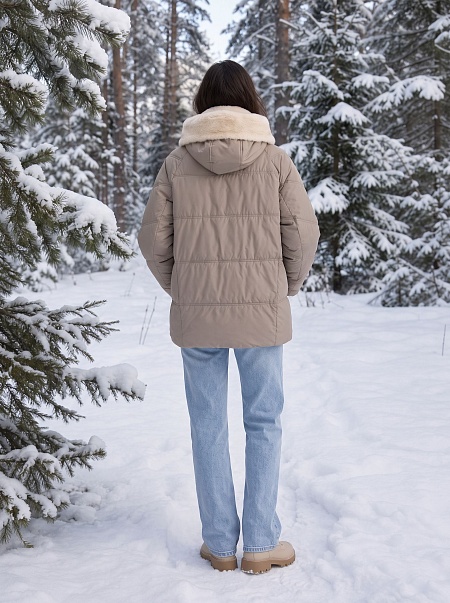 Куртка женская зимняя LAWINTER, светло-бежевая, модель 86170