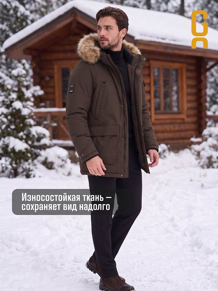 Парка мужская зимняя GRIZMAN, коричневая, модель 73594