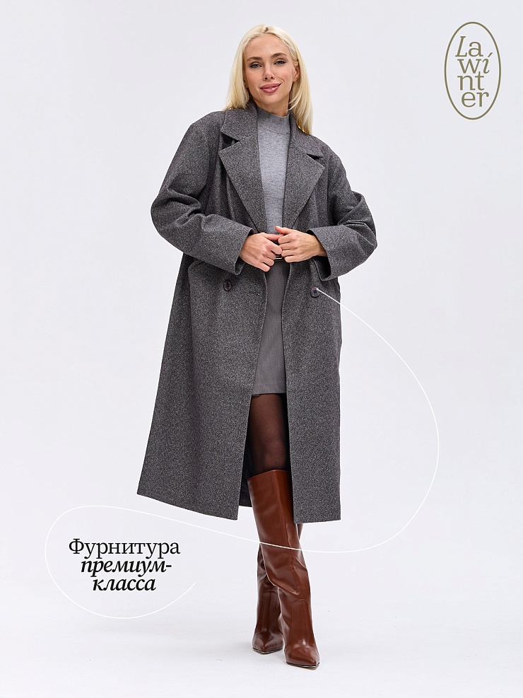 Пальто женское осеннее LAWINTER, серое, модель 84423