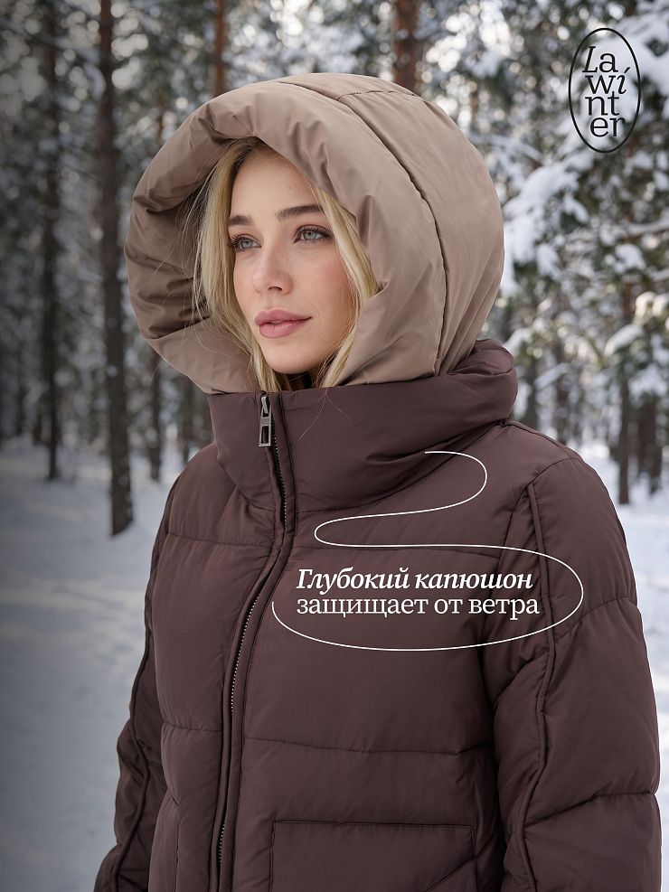 Куртка женская зимняя LAWINTER, коричневая, модель 86538