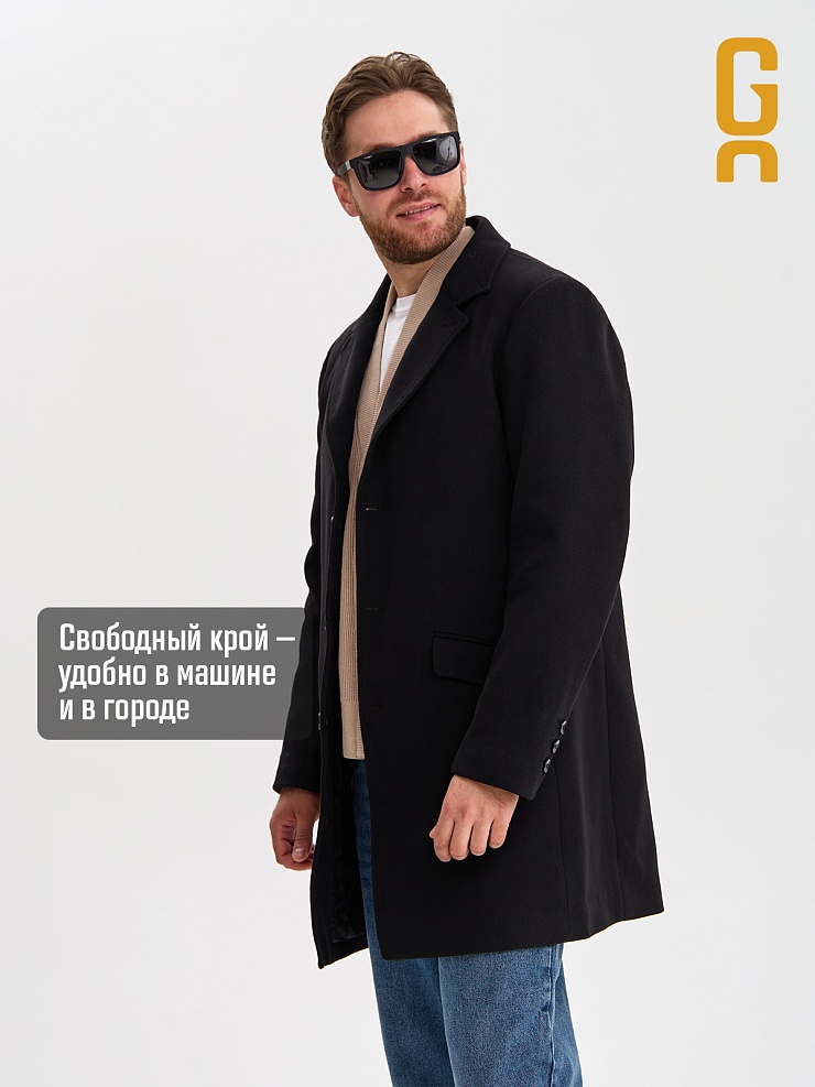 Пальто мужское осеннее GRIZMAN, черное, модель 73434