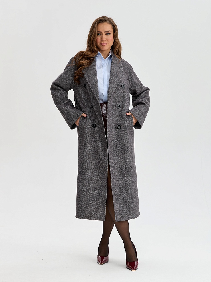 Пальто женское осеннее LAWINTER, серое, модель 85161