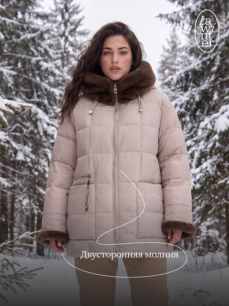 Куртка женская зимняя LAWINTER, светло-серая, модель 85136
